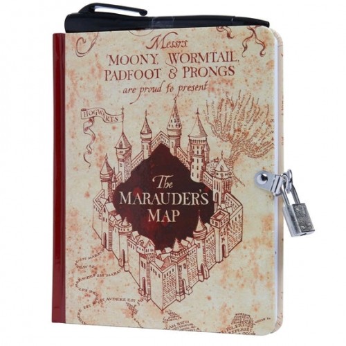 Harry Potter: Marauder's Map Invisible Ink Lock & Key Diary [With Pens/Pencils]